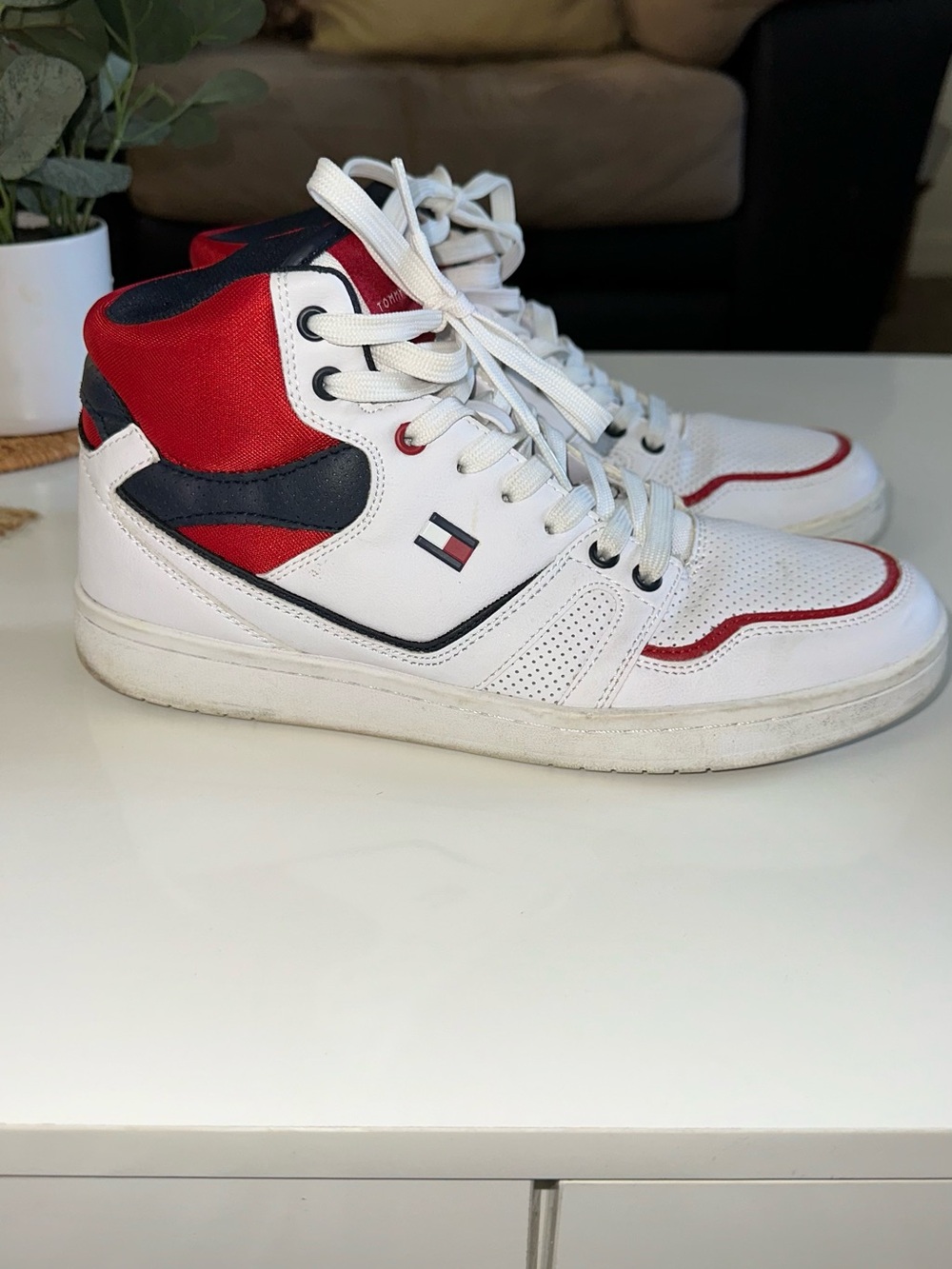 Tommy Hilfiger Kids High-Top Sneakers — White, Red & Navy